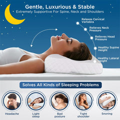 Cervical Sleeping Pillow For Spondylitis, Back & Neck Pain Relief, Size - Small | Memory Foam Contour Pillow, Removable Cover, Supports Back, Side, Stomach Sleepers, Anti-Snoring