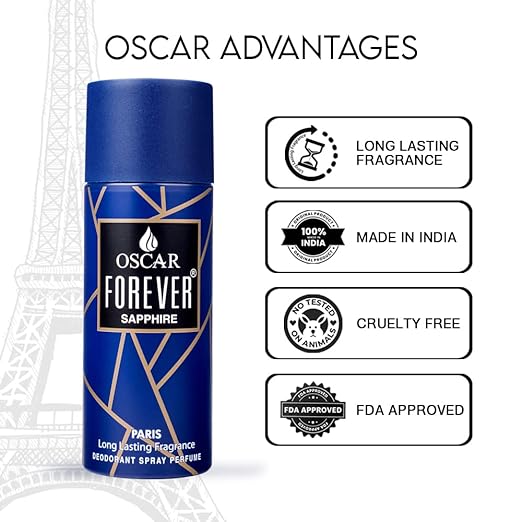 Oscar Forever Sapphire Deodorant For Men | Fougere Oriental Smell Men Deo | Everyday Body Deo For Men |150ml 5 Fl.oz.