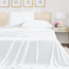 Plain Elastic Fitted King Size Bedsheet With 2 Pillow Cover - 90 X 100 Inches, White | 400 Thread Count Silky Soft | Naturally Soft, Breathable, & Skin-Friendly