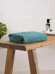 Spaces 100% Cotton Large Bath Towel 400 Gsm | For Men & Women Super Absorbent, Quick Dry, Ultra Soft Dobby Solid Design Towels Large Size (Dusty Turquoise)