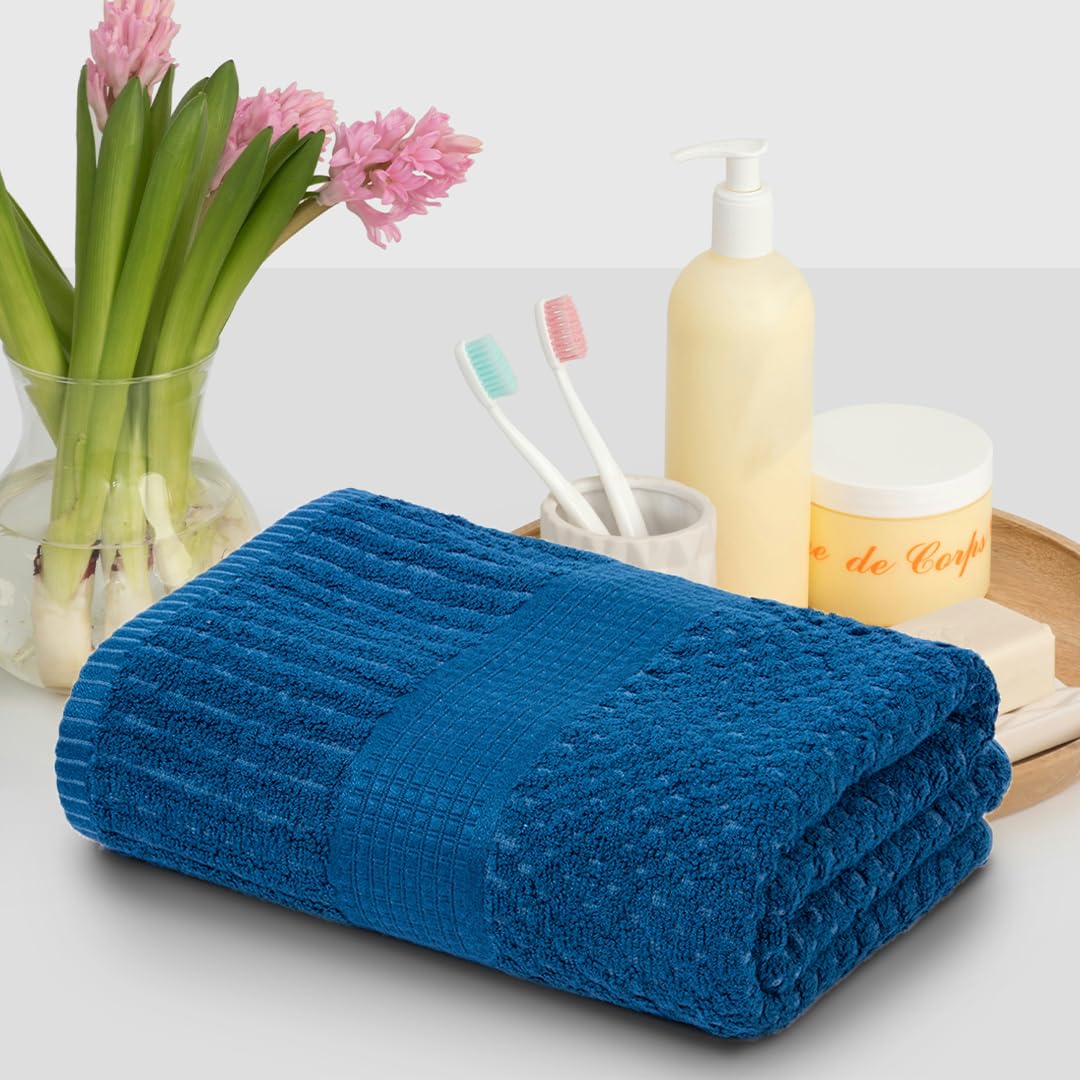 Mush Hearth & Haven Bamboo Large Size Bath Towels 450 Gsm | Bamboo Bath Towel Soft, Highly Absorbent & Quick Dry (Steel Blue)