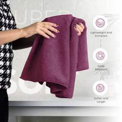 Black Gold The Finer Touch Premium Microfiber Bath Towels 1200 Gsm | Lightweight Ultra-Soft Fade Resistant (Purple) - 3 Pcs