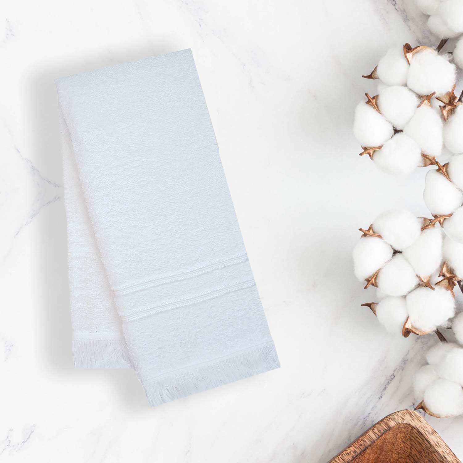Prime Club Premium 100% Cotton Hand Towel 400 Gsm | Bathroom Essentials Soft Quick-Dry Cotton Towel (White) - 2 Pcs