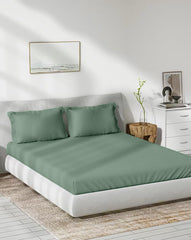 Bamboo Elastic Fitted Bedsheet With 2 Pillow Cover - 48 X 78 Inches, Aqua Green | Soft, Breathable & Eco-Friendly | Perfect Gifting Festival, Housewarming, Anniversaries