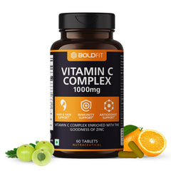 Boldfit Vitamin C Complex 1000mg Tablet With Amla & Zinc For Men & Women - Supports Energy, Immunity, Antioxidant | 60 Tablets , 100gm 0.2lbs