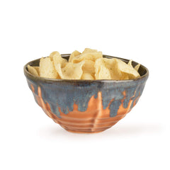 Handmoulded Studio Pottery Snack Bowl - 600ml, Blue & Brown | Decorative Bowls For Kitchen