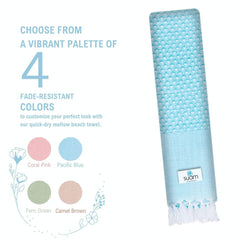 Suam Mellow Turkish Cotton Towel 300 Gsm | Best Absorbent Towel Pre-Shrunk, Lightweight, Quick Dry Bath Towel (Pacific Blue)