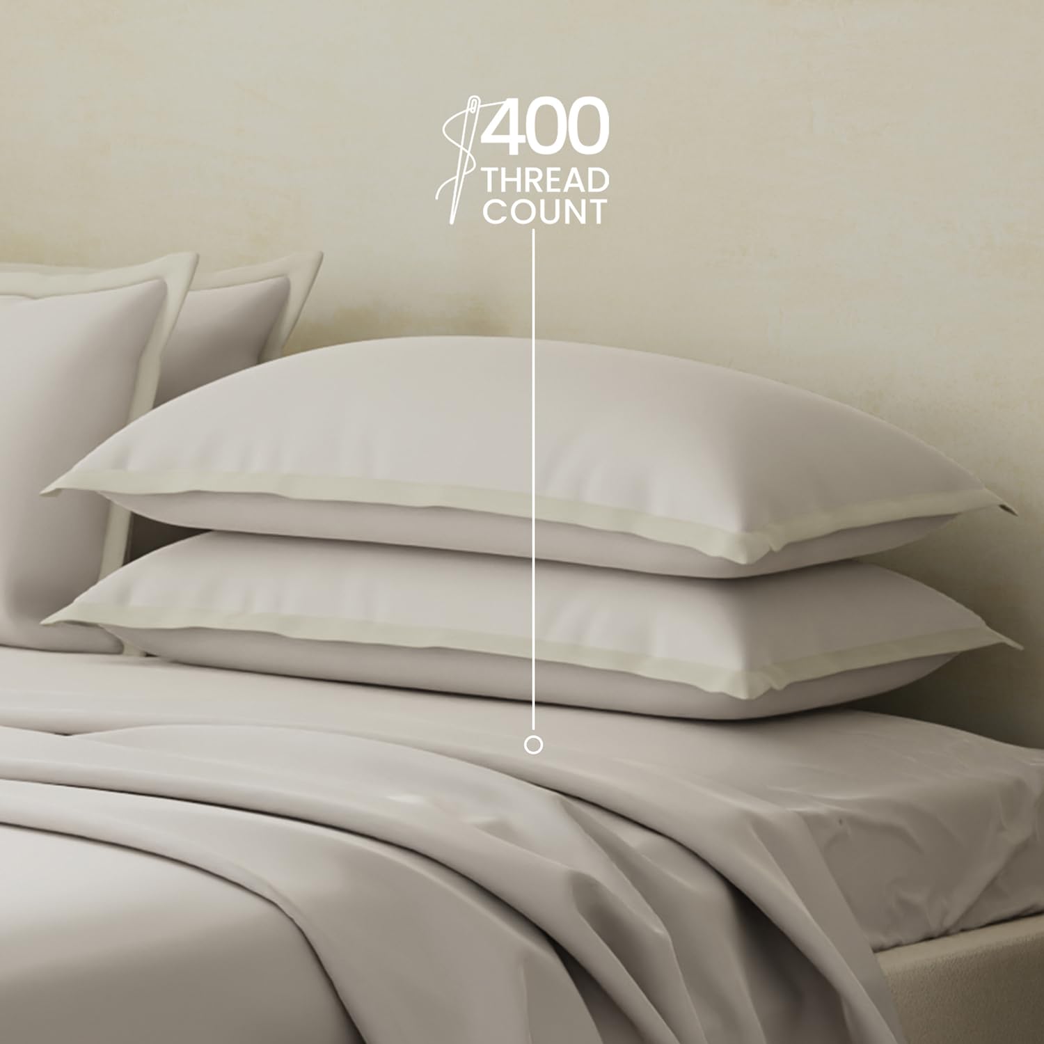 100% Cotton Plain Bedsheet Set With 4 Pillow Covers - 108 X 108 Inches, Grey | 400 Thread Count - Gift For Weddings Or Anniversary King Size Bedsheet