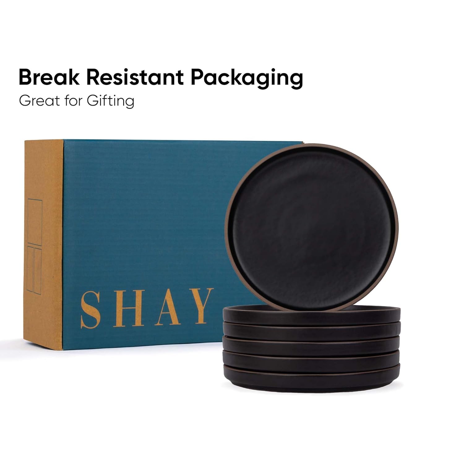 Quarter Plates Set Of 6, Black Japandi Series | Premium Stoneware Dessert Plates - Snacks Plates Set With Matte Finish | Snack Plate - Small Plates | Japandi Quarter Plates