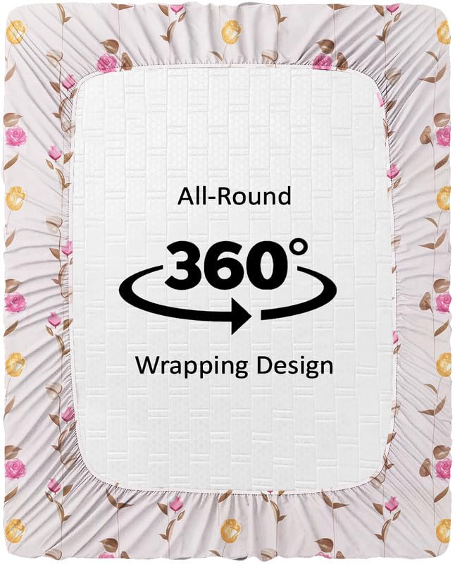 Cotton Fitted Bedsheets With 2 Matching Pillow Covers For King Bed | Size 78x72+10 Inches, Peach & Pink - Soft, Durable & Wrinkle Free | Ideal For Daily Use