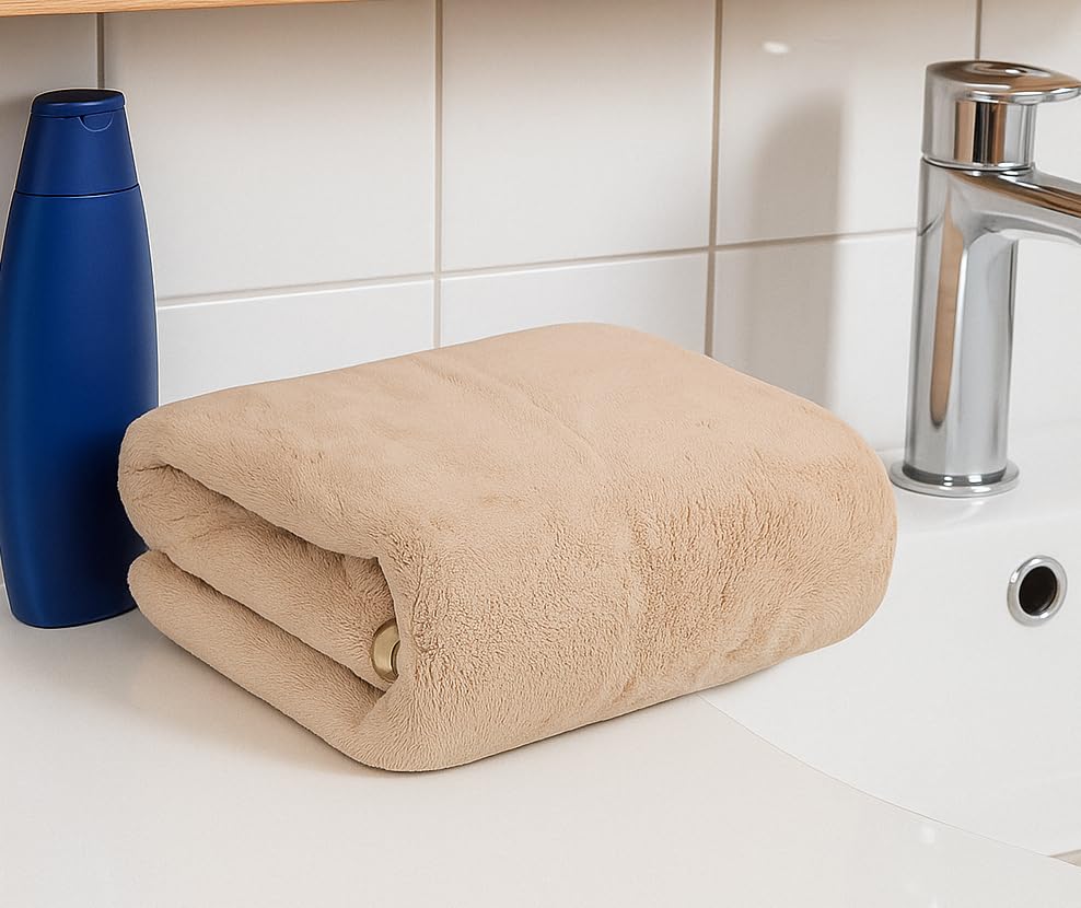 Cotton Bolls Textiles Premium Microfiber Bath Towel 400 Gsm | Ultra-Soft, Quick Dry Super Highly Absorbent, Superior Comfort, Durable & Elegant Design Towel (Beige)