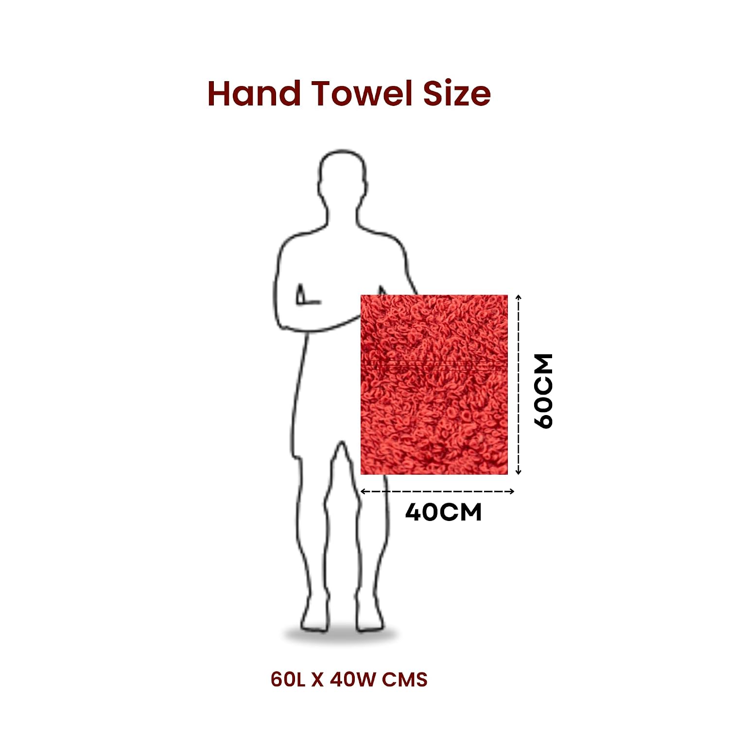 Akiko Home 100% Cotton Essential Series Hand Towels 800 Gsm | Soft, Absorbent & Durable, Cotton Hand Towel For Bathroom Use, Gentle On Skin- Pack Of 4 (Maroon)