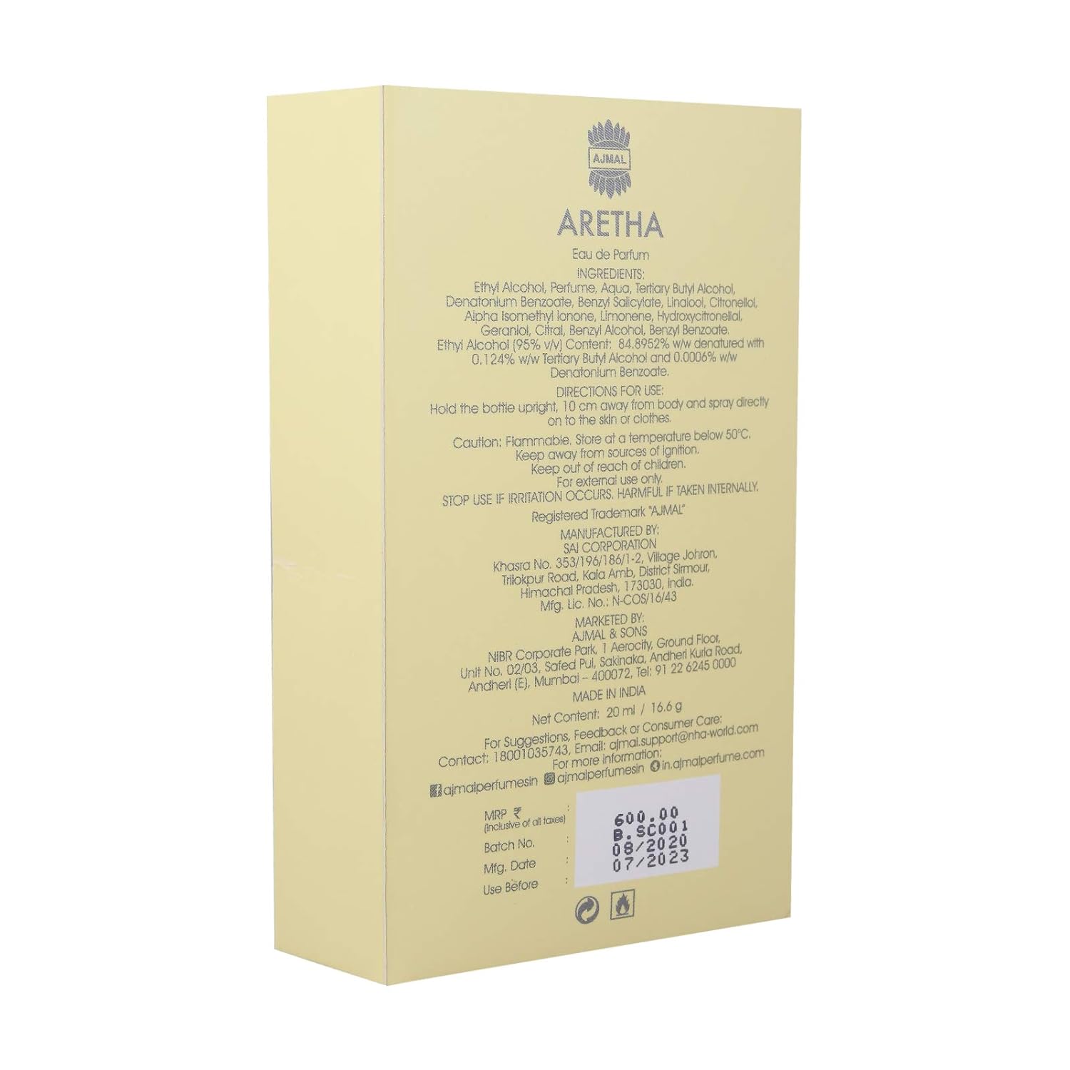 Ajmal Aretha Eau De Parfum Fruity Perfume 20ml 0.6 Fl.oz. | Party Wear Perfume For Women + 2 Parfum Testers