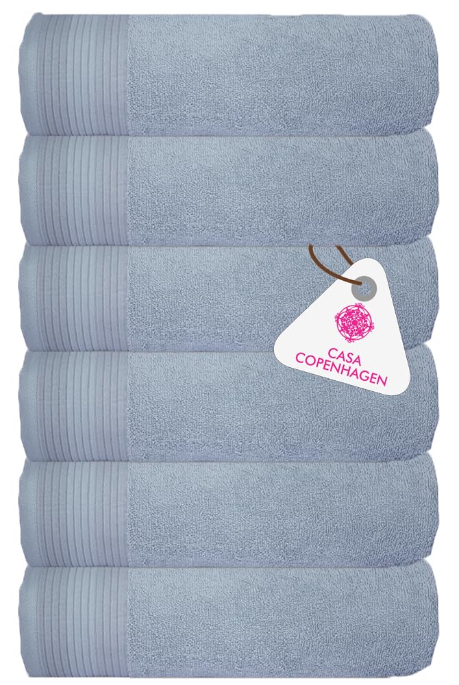 Casa Copenhagen Egyptian Cotton Pleates Face Towel 900 Gsm (Feather Grey)- 6 Pcs