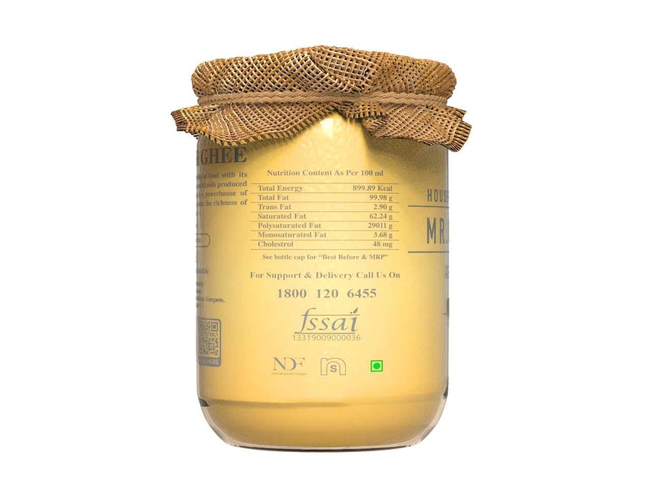 Organic Natural A2 Milk Sahiwal Cow Ghee By Mr. Dairy | Rich In Vitamin A & Healthy Nutrients Desi Ghee Perfect For Taste | 1 Litre (500ml * 2) 33.8 Ounce | Jar Pack