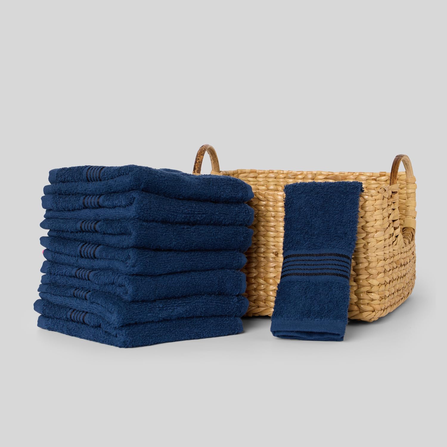 Kopa By Bianca 100% Cotton Soft Terry Face Towel 400 Gsm (Navy Blue) -Pack Of 8