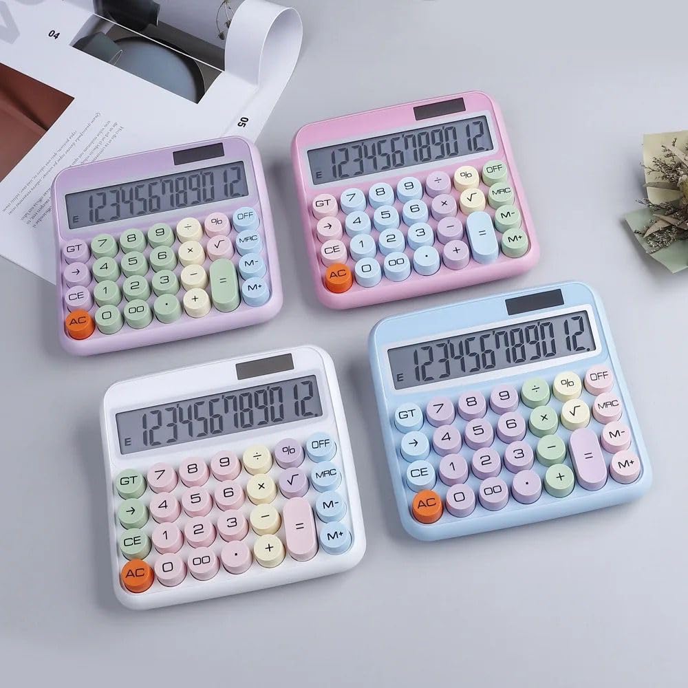 Td Creation Big 12 Digit Desktop Calculator | Sensitive Big Buttons, Battery & Solar Powered, Ideal For Home And Office Use (Multicolor)
