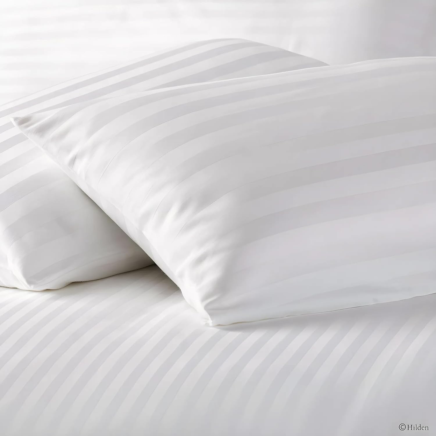 Double Bedsheet With 2 Pillow Covers - 90 X 100 Inches, White | Cotton Material & Satin Stripes | Long Lasting & Wrinkle Free | Soft & Luxury Bedsheet