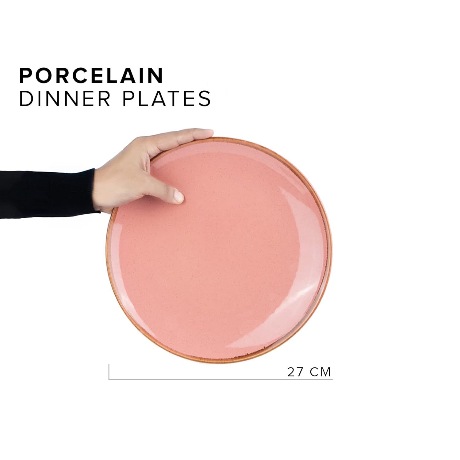 Ceramic Dinner Plates Set Of 6 Pieces - 3 Pink + 3 Blue Sprinkle Series | Ceramic Plates Set With Glossy Finish - Ceramic Dinner Plates | Set Of 6 Plates For Dinner