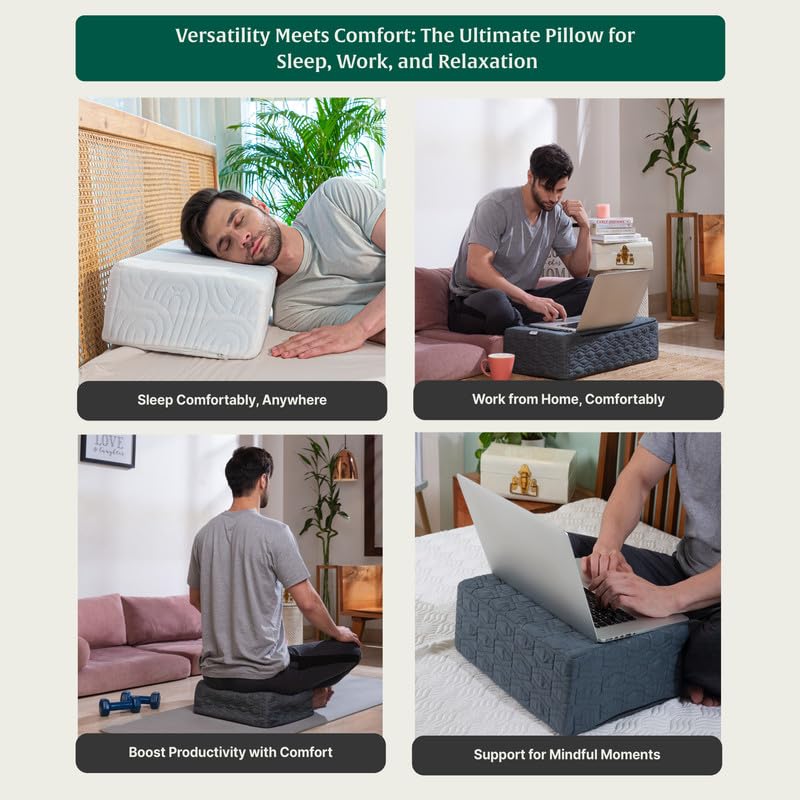 Memory Foam Pillow, Orthopedic Pillow For Sleeping, Pain Relief, Standard Size - 15 L X 12 W X 6 H Inch | Rectangle Shape, Adjustable, Bed Pillow, Lap Pillow, Travel & Portable Pillow
