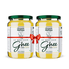 100% Pure A2 Desi Cow Ghee By Organic Mandya | Highly Nutritious Helps Keep Your Eyesight Desi Cow Ghee | 950ml (475ml * 2) 32.1 Ounce | Jar Pack