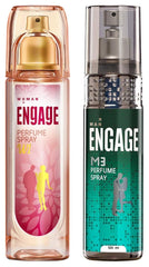 Engage M3 Perfume Spray For Men & W1 Perfume Spray For Women 120ml Each 4 Fl.oz. | Long Lasting Fragrance | Perfect For Gifting