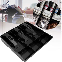 Cash Drawer Register Insert Tray 3 Bills 3 Coins Money Storage Box Plastic 9.6 X 9.6 X 1.4 Inch, Colour - Black, Special Feature - Durable