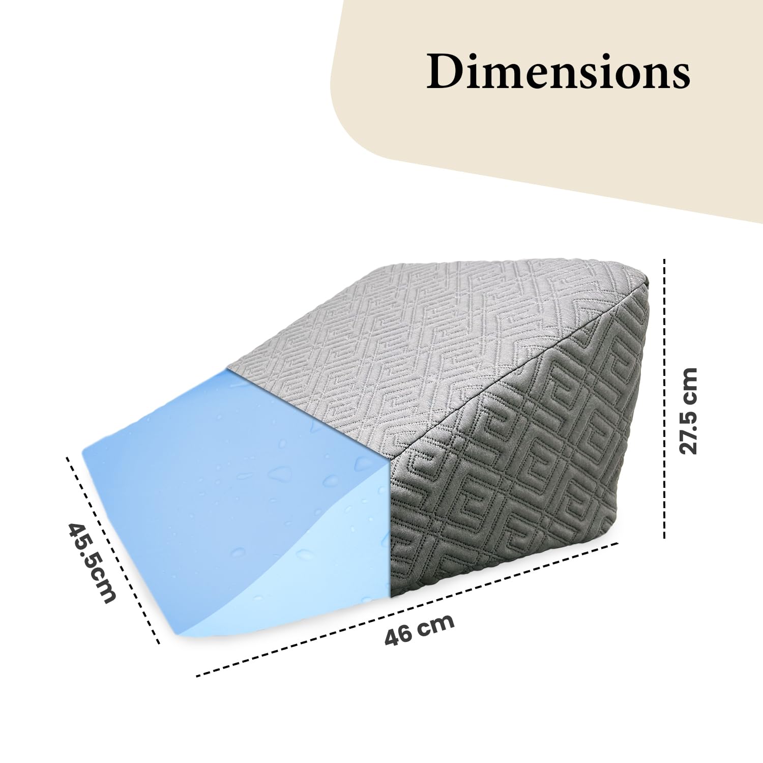 Wedge Memory Foam Pillow, Back Support Pillow For Bed, Snoring, Grey Gel | Acid Reflux, Gerd, Leg Elevation, Pregnancy Support For Sitting & Sleeping | Adjustable Wedge Pillow