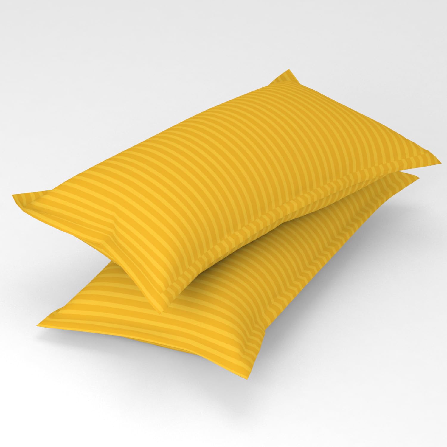 Cotton Elastic Fitted King Size Double Bed Bedsheet With 2 Pillow Covers - 72x78x6 Inches, Yellow | Durable Bedsheets For Everyday Comfort