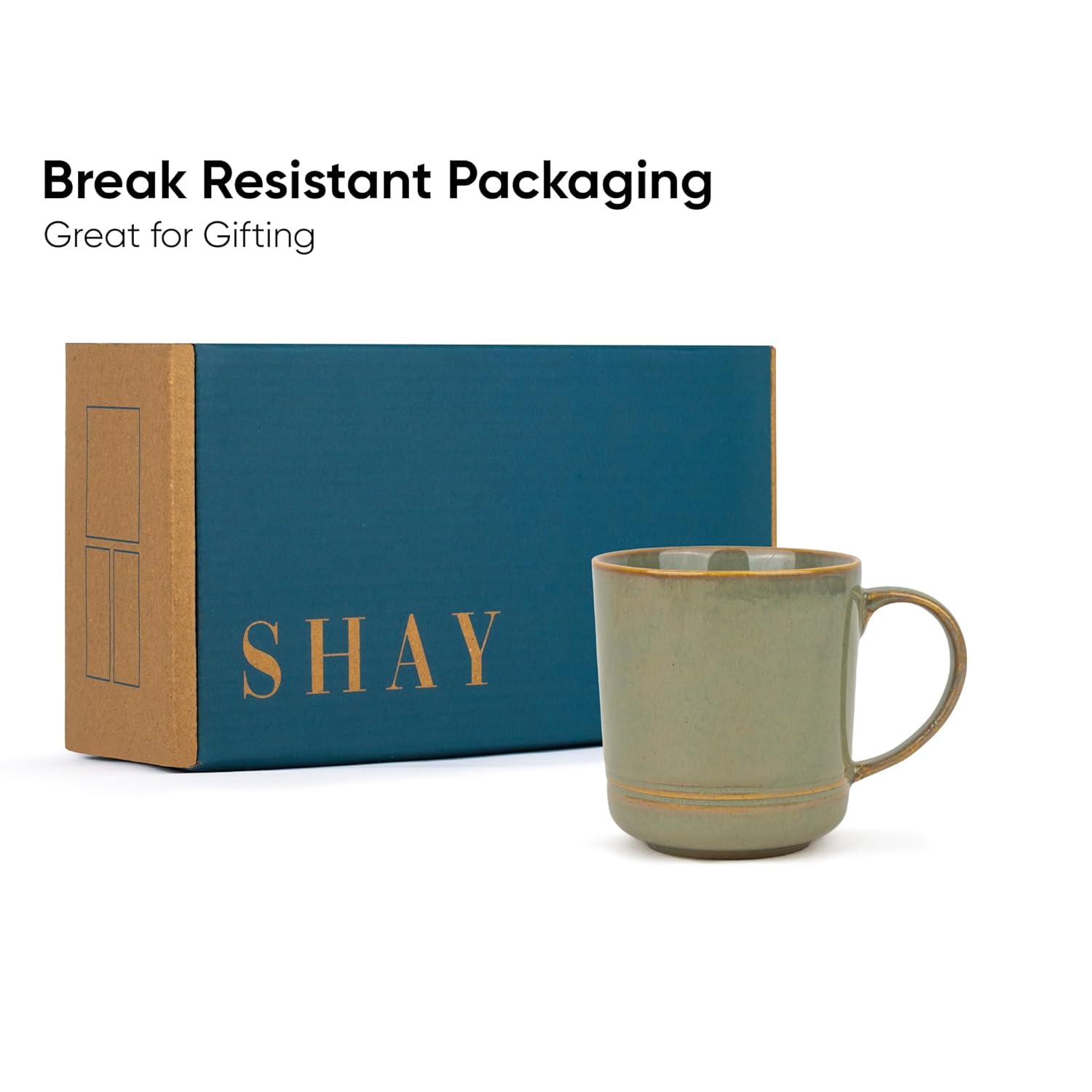Large Ceramic Coffee Mug Set Of 2 - Pistachio Green, 400ml Each | Ceramic Mug With Glossy Finish - Mug For Coffee | Ceramic Coffee Mug - Porcelain Coffee Cup | Microwave Safe