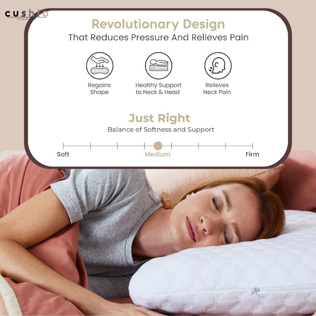 Memory Foam Pillow, Orthopedic & Cervical Pillow, White, Size - 22 X14 X 4 Inch | Pillow For Relieving Neck & Shoulder Pain With Free Pillow Cover | Cooling & Breathable - Set Of 4