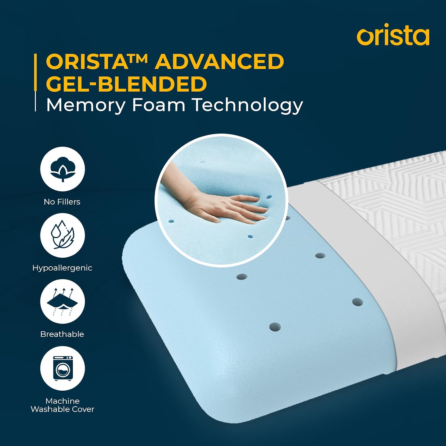 Advance Gel Blended Memory Foam Pillow, For Pain Relief, White, Standard Size - 20 X 13 X 4 Inch | For Neck & Shoulder Pain Relief | Orthopedic Pillow For Back & Stomach Sleepers - Pack Of 2