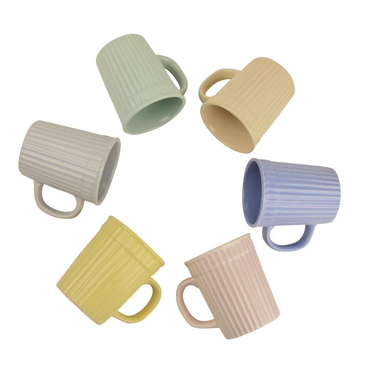 Ceramic Coffee Mugs Set Of 6 - 300ml Each, Multicolor | Milk Mugs - Chai Cups - Tea Cups & Mugs