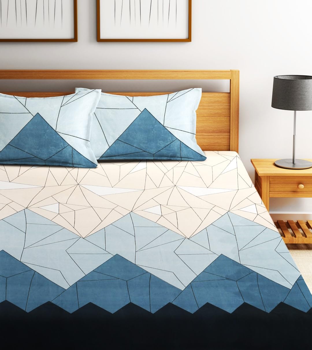 Microfiber Double Bedsheet With 2 Pillow Covers - 85 X 86 Inches, Icy Blue | Normal Hand Wash Or Machine Wash | 144 Thread Count