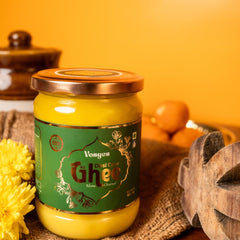 100% Natural A2 Gir Cow Desi Ghee By Vosges | Bilona Method Curd-Churned Pure A2 Desi Ghee For Authentic Taste | (500ml) 16.9 Ounce | Jar Pack