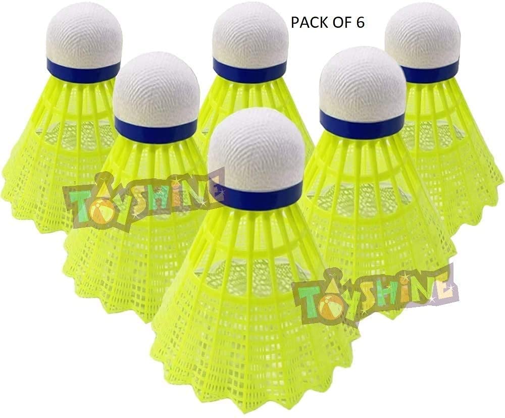 Toyshine Multicolor Nylon Stable And Sturdy Badminton Shuttlecocks | Yellow , Pack Of 6
