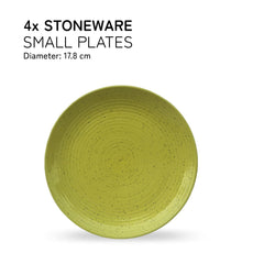 Ceramic Handcrafted Serving Handmade Small Plates Set Of 4, Light-Yellow - Diameter: 7 Inch | Stoneware - Dinnerware, Scratch Resistant, Microwave & Dishwasher Safe