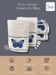 Senses By Riba All Cotton 550 Gsm Embroidered Towel Bath Set - Pack Of 4 (Style 11)
