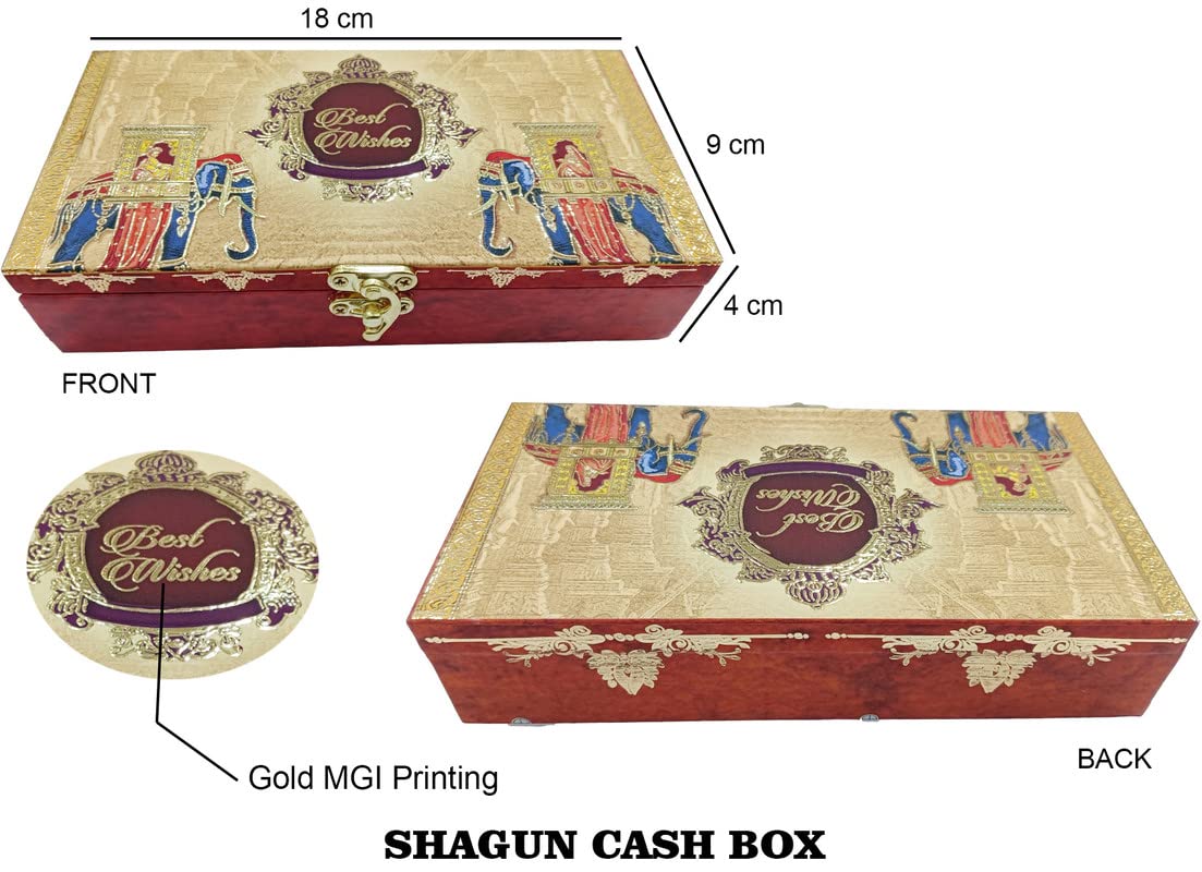 Designer Wodden Fancy Shagun Gift Boxes For Wedding, Shagun Cash Box Or Money Box With Mgi Printing For Wedding, Engagement, Holi, Diwali, Baby Showers, Colour - Multicolour, Pack Of 3