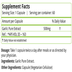 Nature's Velvet Garlic Pure Extract 500mg, Contains Vitamins A, C & Various Amino Acids | 60 Veggie Capsules 100gm 0.2lbs Each Pack Of 2
