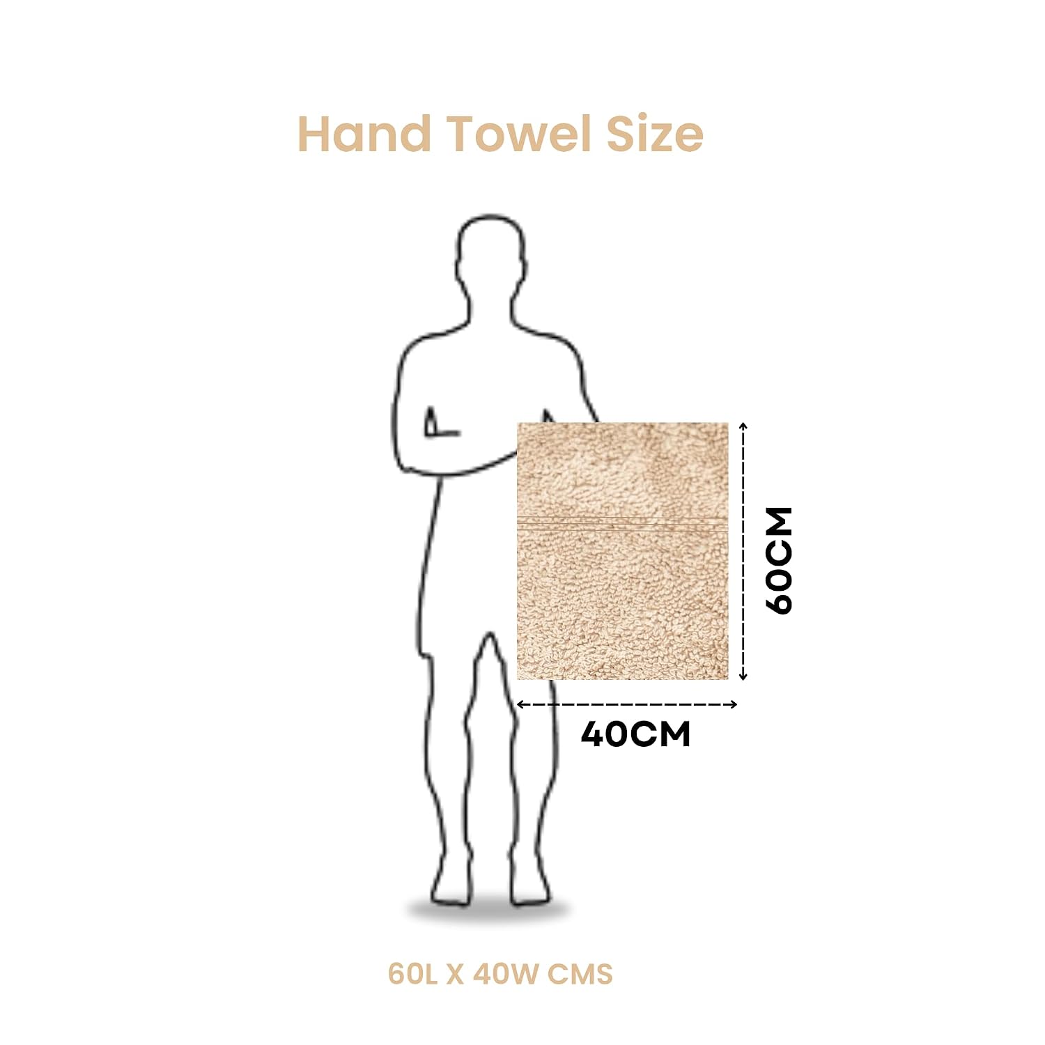 Akiko Home 100% Cotton Essential Series Hand Towels 800 Gsm | Soft, Absorbent & Durable, Cotton Hand Towel | Pack Of 4 (Beige)