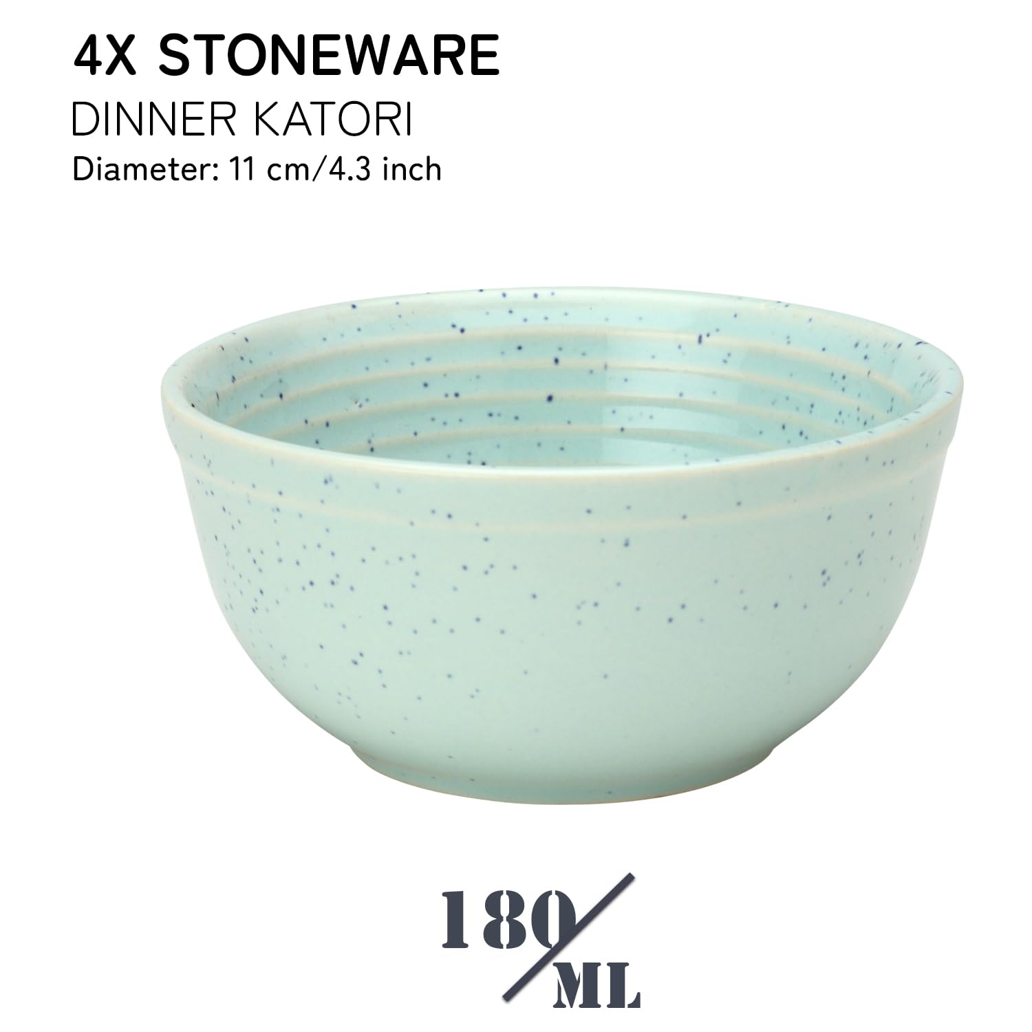 Hand Glazed Ceramic Serving Small Bowl Set Of 4 - 180ml Each, Mint Green | Microwave & Dishware Safe - Serving Katori Set