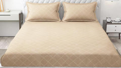 Check Cream Bedsheet For King Size With 2 Pillow Cover (90 X 95 Inches) | Softer & Durable For All Season | Ideal For Daily Use Home Bedsheet