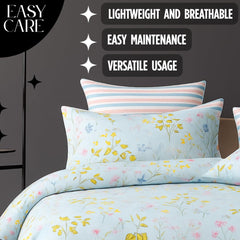 Microfiber Double Bedsheet King Size With 2 Large Size Pillow Covers | Size 108x108+9 Inches, Pastel Sky Blue | Perfect For Daily Use, All-Season Use Or Gifting Bedsheet