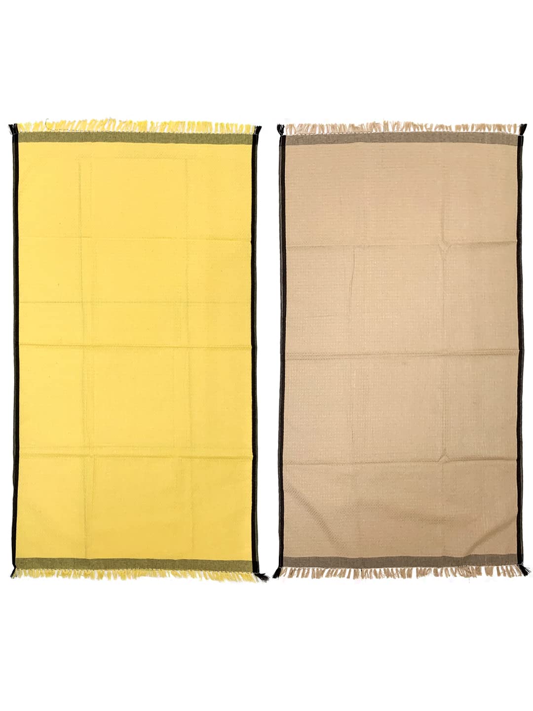 Athom Trendz Living Eco Saviour Premium Cotton Bath Towel 400 Gsm | Waffle Yellow & Waffle Beige- Pack Of 2