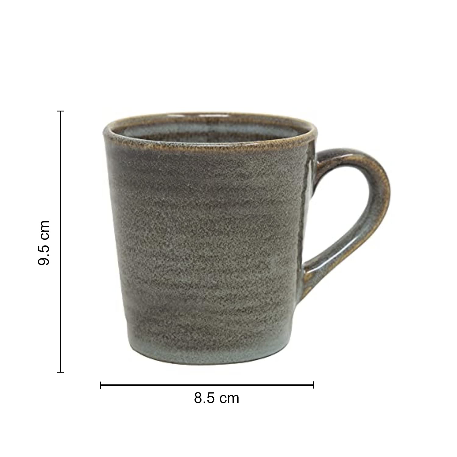 Studio Pottery Ribbed Ceramic Coffee Mugs Set Of 2 - Brown, 300ml Each | Milk Mugs - Chai Cups - Tea Cups & Mugs