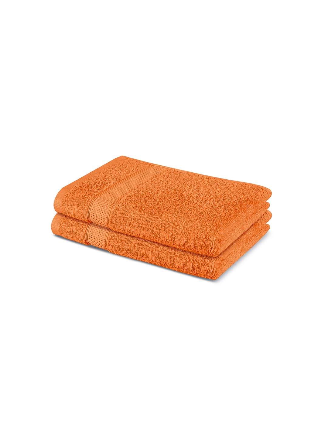 Himeya 100% Cotton Large Size Hand Towels 400 Gsm (Tangy Orange) - 2 Piece