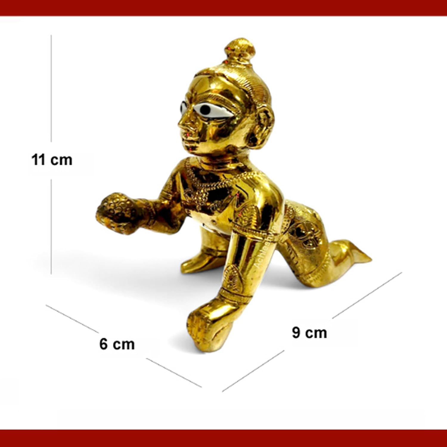 Superfine Ashtadhatu Laddu Gopal Idol, Bal Gopal Idol, Gold, Brass - Size No.5, God Idol, Golden Handmade Statue, Occasions & Festivals, Janmashtami Specials Murti