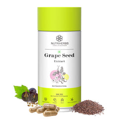Nutriherbs Organic Grape Seed Extract Capsules 500mg, Potent Antioxidant Supplement For Skin & Hair Health, Anti - Aging Support & Immune Boost | 90 Vegan Capsules 150gm 0.3lbs
