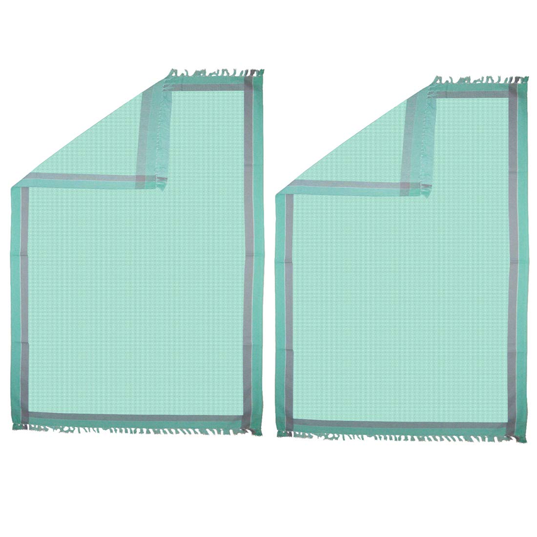 Athom Trendz Living Light Weight Cotton Premium Waffle Border Bath Towel 480 Gsm | Pack Of 2 (Green)